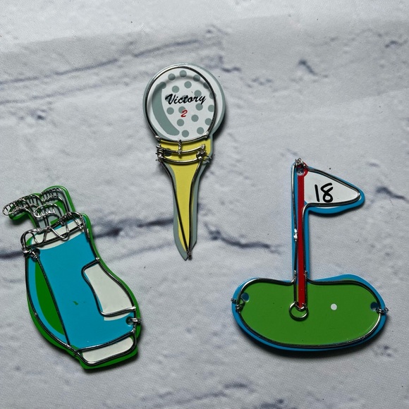 Vintage Golf Theme Refrigerator Magnet's Collectibles Tin Blue Green Bundle - Picture 8 of 14